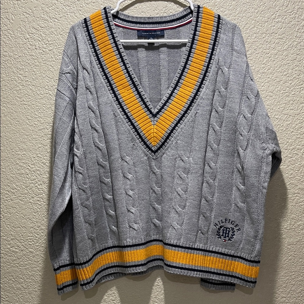 Tommy Hilfiger Women’s Cable-Knit Stripes Cropped Sweater
